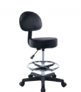 כיסא פנאומטי עגול עם משענת גב וחישוק למטפלים צבע שחור