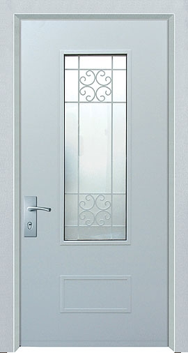 דלת כניסה מעוצבת לבנה