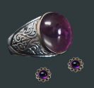 Men's Ring & Cuff links S.Silver Set With Top quality AMETHYST Gemstone Handmade