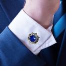 Handmade Elegant Cufflinks with Lapis Lazuli and Sterling Silver