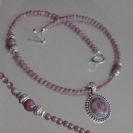 Lepidolite Gem Necklace Designed By Our Artist For A Ladies Threaded And Inlaid