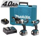 סט מברגה + אימפקט 18V כולל 3 סוללות 4AH דגם DLX2005 מבית Makita