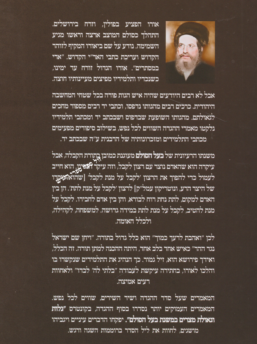 הגדת הסולם - הגדה של פסח מאמרותיו של רבי יהודה אשלג - בעל הסולם