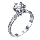 טבעת אירוסין "מרטיני" המשובצת ב12 יהלומים צדדיים במשקל של 0.15 קרט בניקיון SI1 וצבע F.