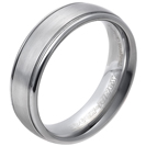 Tungsten wedding bands - polished tungsten ring with brushed center - 6.5mm