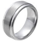 Tungsten wedding bands - brushed centered tungsten ring with polished sides - 9mm