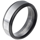 Tungsten wedding bands - black oxidized tungsten ring with polished center - 8mm