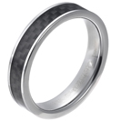 Tungsten wedding bands - delicate polished tungsten ring with black carbon inlay - 5mm