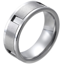 Tungsten wedding bands - polished tungsten ring with brushed tungsten plates inlay - 8mm