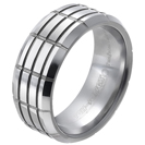 Tungsten wedding bands - polished tungsten ring "motorhead" design - 8mm