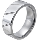 Tungsten wedding bands - polished tungsten ring with engraved trims - 8mm