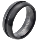 Tungsten wedding bands - black oxidized polished ring with a centered engraving - 8mm