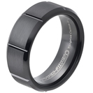 Tungsten wedding bands - brushed black oxidized tungsten ring with engraved trims - 8mm