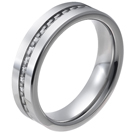 Tungsten wedding bands - polished tungsten ring with a very delicate grey carbon fiber inlay - 6mm