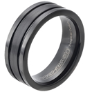 Tungsten wedding bands - polished black oxidized tungsten ring with brushed center - 8mm