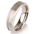 Titanium wedding bands - Brushed titanium ring with beveled edges - 5mm