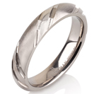 Titanium wedding bands - Delicate brushed and polished titanium ring with engraved trims - 4mm