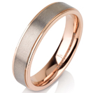 Titanium wedding bands - 14k Rose gold plated titanium ring, brushed center and polished sides - 5mm