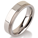 Titanium wedding bands - Polished titanium ring with a brushed finishing side - 5mm