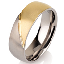 Titanium wedding bands - 14k Gold Plate brushed titanium ring with brushed titanium design - 7mm