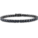 Mens Bracelets - Sterling silver 925 bracelet black rhodium dipped - black crystals ~ 2-3mm wide and 20cm long