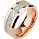 Rose Gold Mens Meteorite Wedding Band, Meteorite Ring, Mens Meteorite Ring, Meteor Ring, Tungsten Wedding Band FREE Laser Engraving
