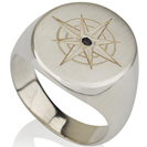 Compass Ring, Signet Ring, Silver compass ring, compass rose A Hand Made Ring For Men by Braverman Jewelry
