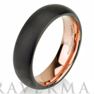 Black Tungsten Ring Rose Gold Wedding Band Ring Tungsten Carbide 6mm 14K Tungsten Ring Man Wedding Band Male Women Domed Comfort Fit