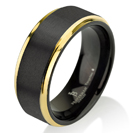 Brushed Black Tungsten Ring Yellow Gold Wedding Band Ring Tungsten Carbide 8mm 14K Tungsten Ring Man Wedding Band Male Women