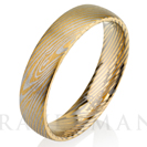 Yellow Gold Brushed Mokume Gane Tungsten - Forged Ring- Mokume Band - Damascus Ring- Two Color Mokume- Mokume Wedding Bands - Mokumegane