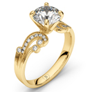 14K Yellow Gold Victorian Style Vintage Engagement Ring, Diamond Ring