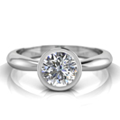 14K White Gold Full Bezel Setting Engagement Ring