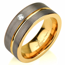 Black Gunmetal Tungsten Ring Yellow Gold Wedding Band Diamond Ring Tungsten 9mm Tungsten Ring Man Wedding Band Male Women Stripe