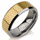 Yellow Gold Band, Mens Wedding Bands, Gold Wedding Ring, Gold Tungsten Ring, Two Tone Ring FREE Laser Engraving