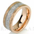 Rose Gold Satin Hammered Mens Meteorite Wedding Band, Meteorite Ring, Mens Meteorite Ring, Meteor Ring, Tungsten Wedding Band