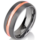 Black Gunmetal Tungsten Ring Rose Gold Wedding Band Ring Tungsten 8mm Tungsten Ring Man Wedding Band Male Women Stripe Rounded