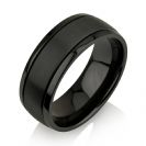 Rounded Black Zirconium Ring, Black Zirconium Wedding Band, Men's Wedding Band - 8mm, Brushed and Polished