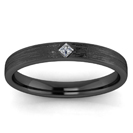 14k Black Gold Matte Ring, Princess Cut Diamond Ring