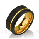 Black Tungsten Ring Yellow Gold Wedding Band Ring Tungsten 9mm 18K Tungsten Ring Man Band Male Women Yellow Gold Ring