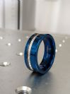 טבעת טונגסטן ציפוי כחול עם עיטור דמוי מטאוריט - מידה 12.5US - משלוח אקספרס חינם עבור אמיר