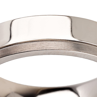 Titanium wedding bands - Polished titanium ring with a brushed finishing side - 5mm