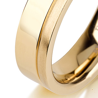 Titanium wedding bands - 14k gold plated delicate titanium ring with brushed and polished finishing combination - 5mm