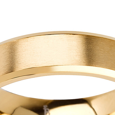 Titanium wedding bands - 14k Gold Plate Brushed titanium ring with beveled edges - 5mm