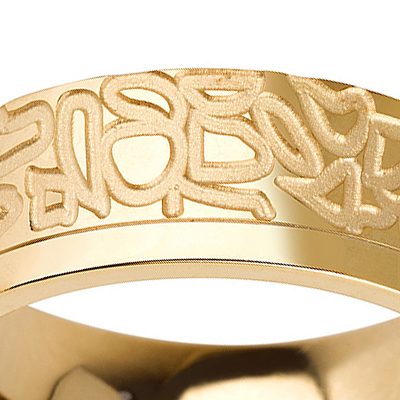 Titanium wedding bands - 14k Gold Plate vintage design titanium ring - 7mm