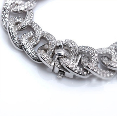 Mens Bracelets - Sterling Silver 925 Bracelet with cz stone possible length - 16.5, 17.8 19 20.3 or 21.6cm