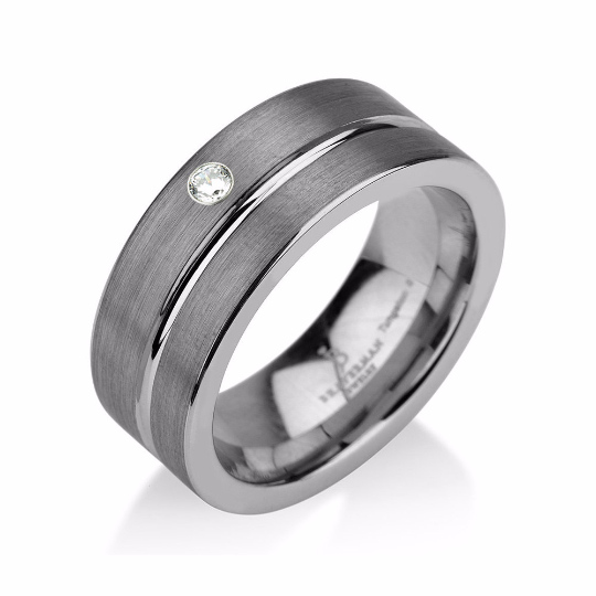 Black Gunmetal Tungsten Ring Wedding Band Diamond Ring