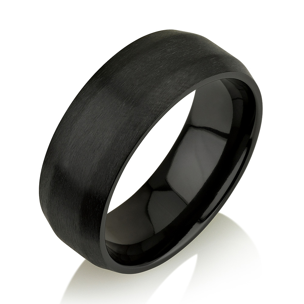 Brushed Black Zirconium Ring, Black Zirconium Wedd