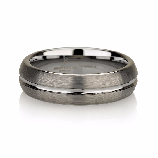 Domed Men's Tungsten Ring Mens Wedding Band Brushe