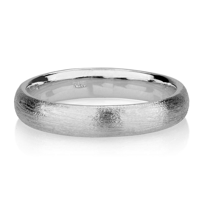 Mens Wedding Band, Solid 14k White Gold 4mm Brushed Gold Ring, Wedding Ring, Womens Wedding Band