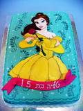 עוגה מצויירת - בל מ"הנסיכה והחיה"